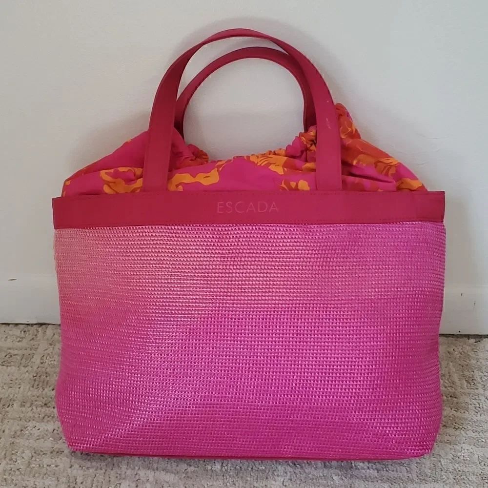 Escada | Tropical Punch Woven Beach Tote